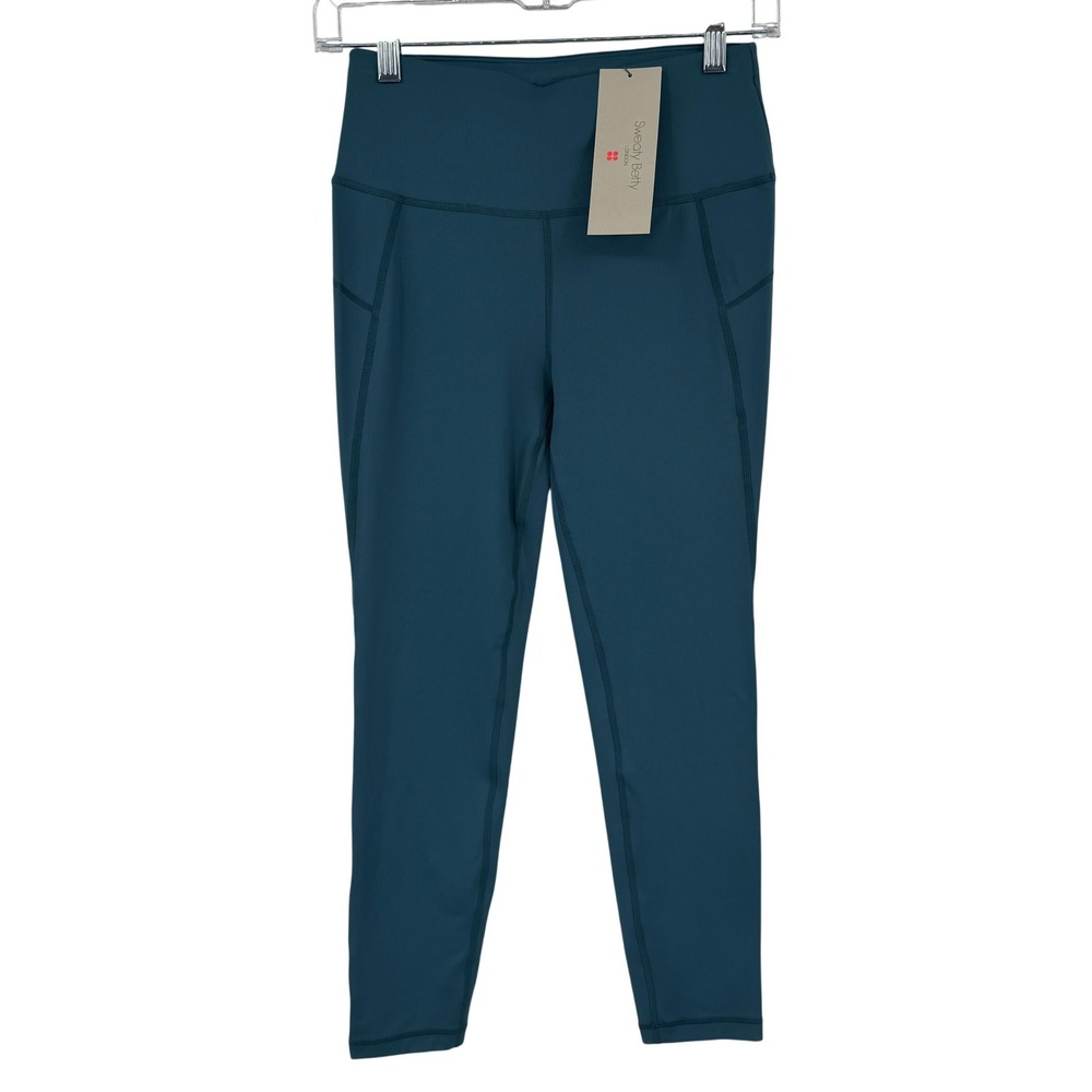 Sweaty Betty All Day 7/8 Leggings Subdued Blue High Waist Side Pockets SB1015978